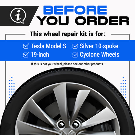 Tesla Wheel Curb Rash Repair Kit for Model S 19-inch Silver Cyclone Rims with Color-matched Touch-Up Paint