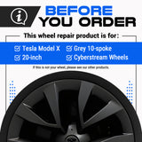 Tesla Wheel Touch-Up Paint for Model X 20-inch Grey Cyberstream Rims - Color-matched Paint for DIY Curb Rash Repair