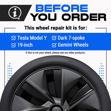 Tesla Wheel Curb Rash Repair Kit for Model Y 19-inch Dark Gemini Rims with Color-matched Touch-Up Paint