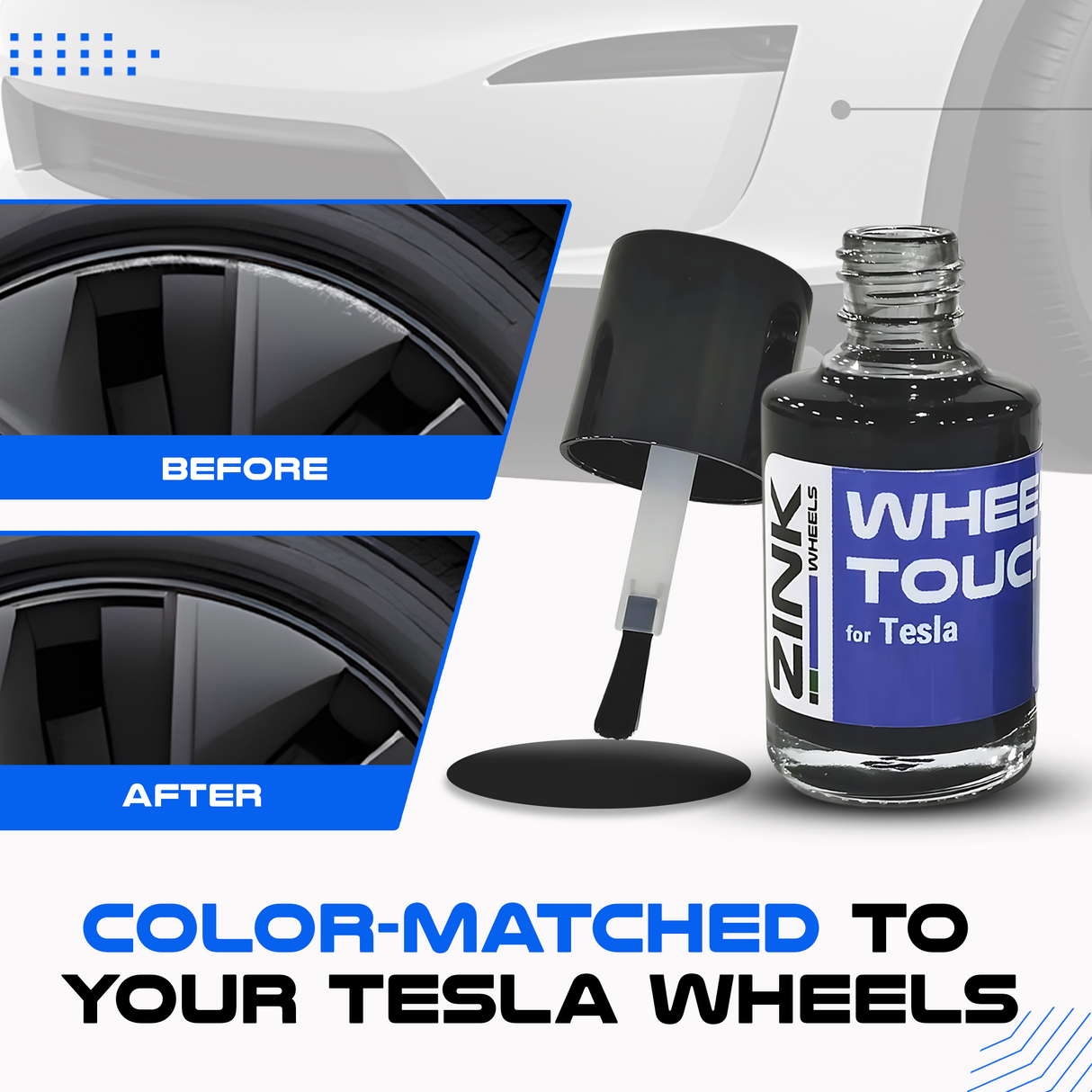 Tesla Wheel Curb Rash Repair Kit for Model Y 19-inch Dark Gemini Rims with Color-matched Touch-Up Paint