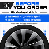 Tesla Wheel Curb Rash Repair Kit for Model Y 20-inch Silver Helix 2.0 Rims with Color-matched Touch-Up Paint