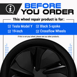Tesla Wheel Touch-Up Paint for Model Y 19-inch Black Crossflow Rims - Color-matched Paint for DIY Curb Rash Repair
