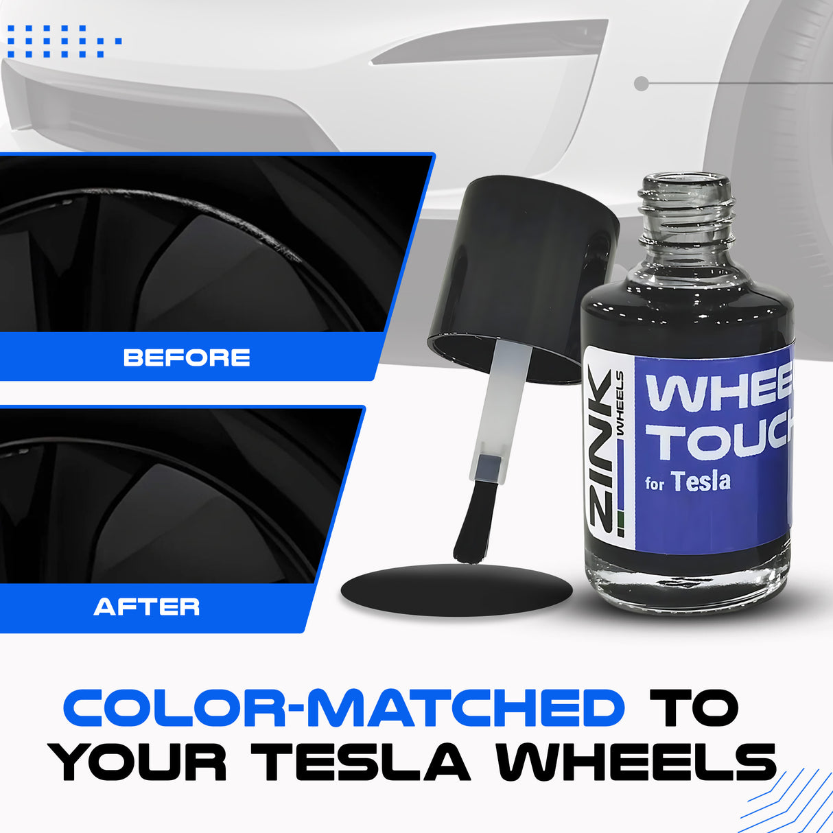 Tesla Wheel Touch-Up Paint for Model Y 19-inch Black Crossflow Rims - Color-matched Paint for DIY Curb Rash Repair