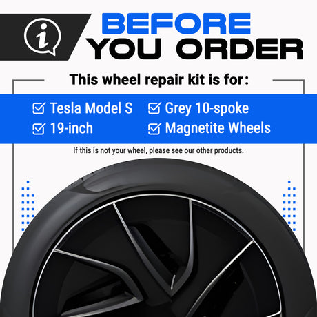 Tesla Wheel Curb Rash Repair Kit for Model S 19-inch Grey Magnetite Rims with Color-matched Touch-Up Paint