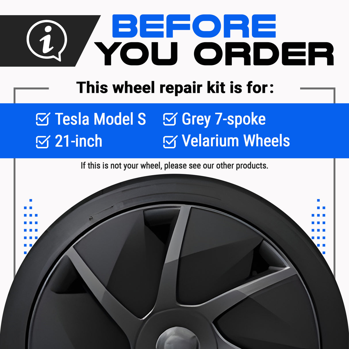 Tesla Wheel Curb Rash Repair Kit for Model S 21-inch Grey Velarium Rims with Color-matched Touch-Up Paint