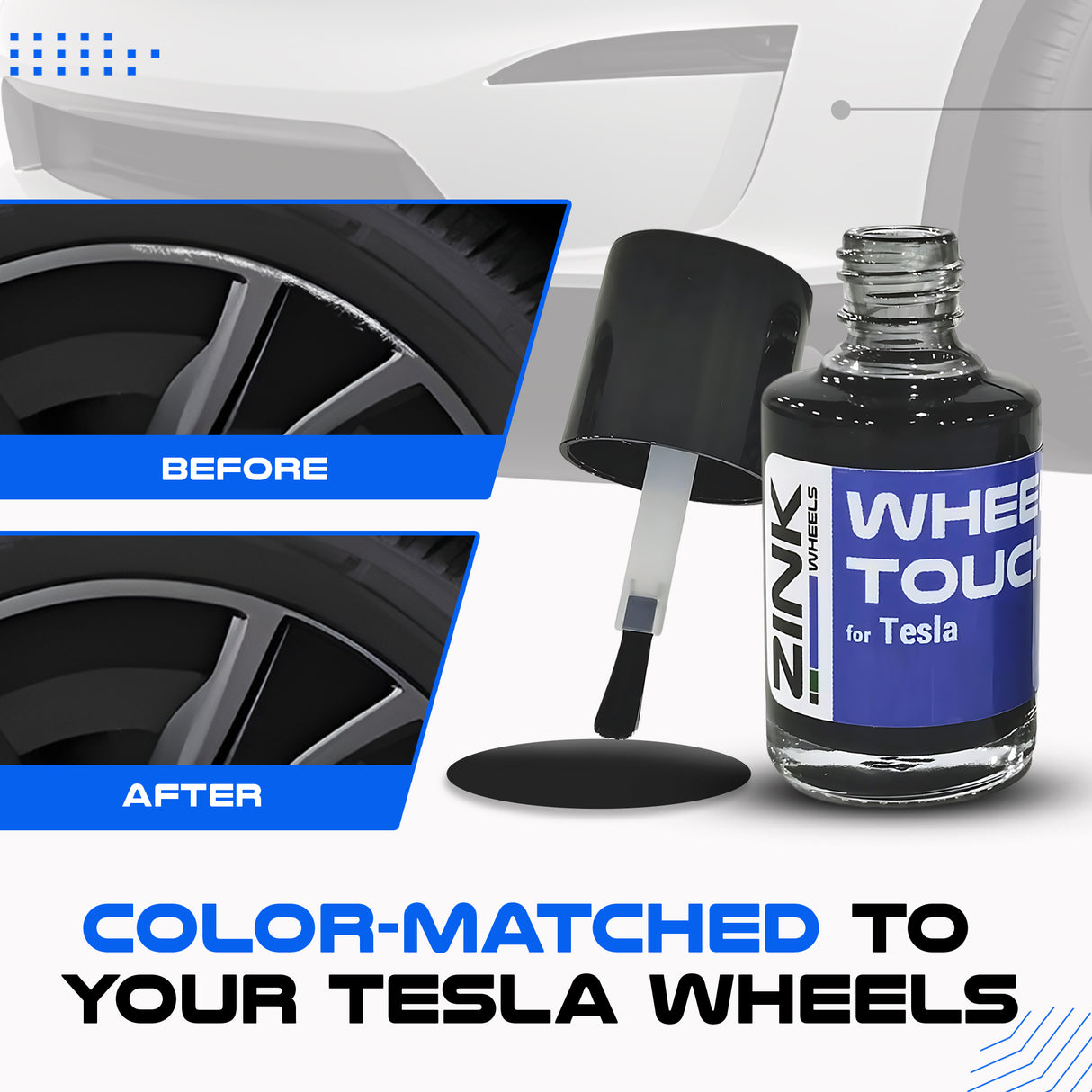 Tesla Wheel Curb Rash Repair Kit for Model X 20-inch Grey Perihelix Rims with Color-matched Touch-Up Paint