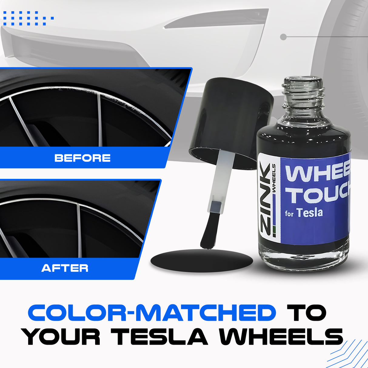 Tesla Wheel Touch-Up Paint for Model S 19-inch Grey Magnetite Rims - Color-matched Paint for DIY Curb Rash Repair