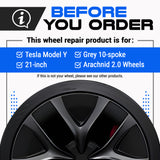 Tesla Wheel Touch-Up Paint for Model Y 21-inch Grey Arachnid 2.0 Performance Rims - Color-matched Paint for DIY Curb Rash Repair
