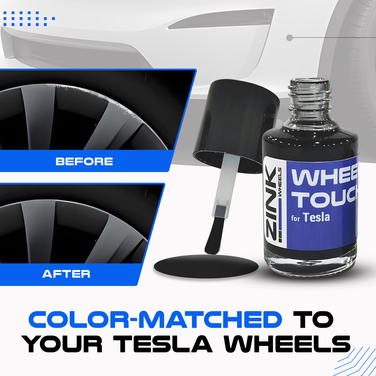 Tesla Wheel Curb Rash Repair Kit for Model Y 20-inch Gunmetal Grey Helix 2.0 Rims with Color-matched Touch-Up Paint