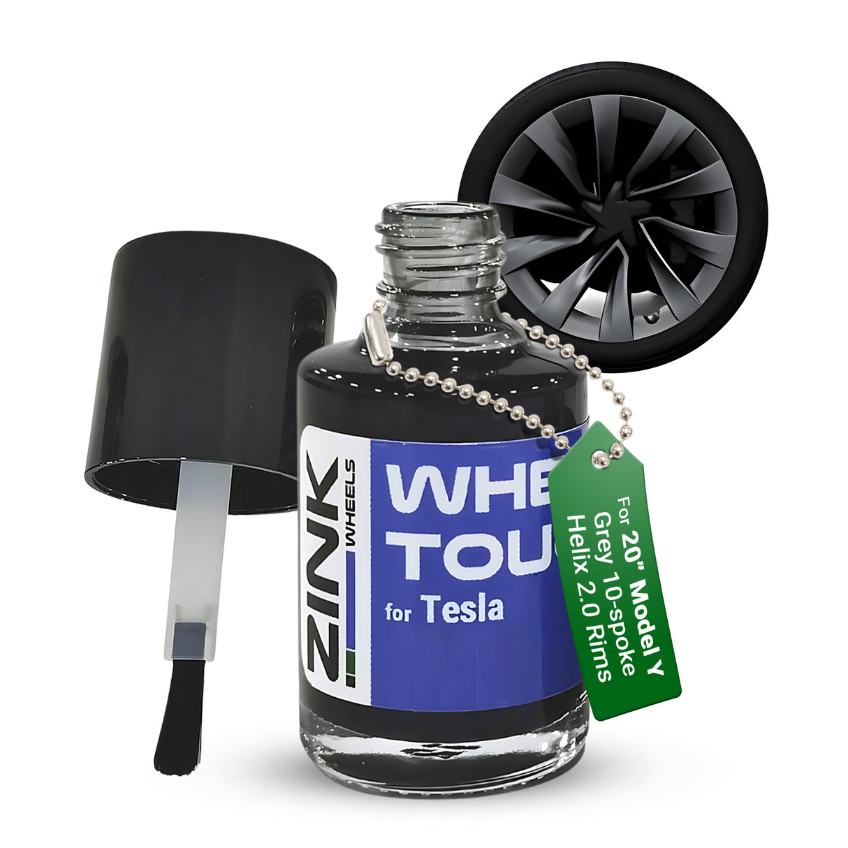 Tesla Wheel Touch-Up Paint for Model Y 20-inch Gunmetal Grey Helix 2.0 Rims - Color-matched Paint for DIY Curb Rash Repair