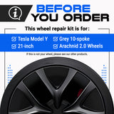 Tesla Wheel Curb Rash Repair Kit for Model Y 21-inch Grey Arachnid 2.0 Performance Rims with Color-matched Touch-Up Paint
