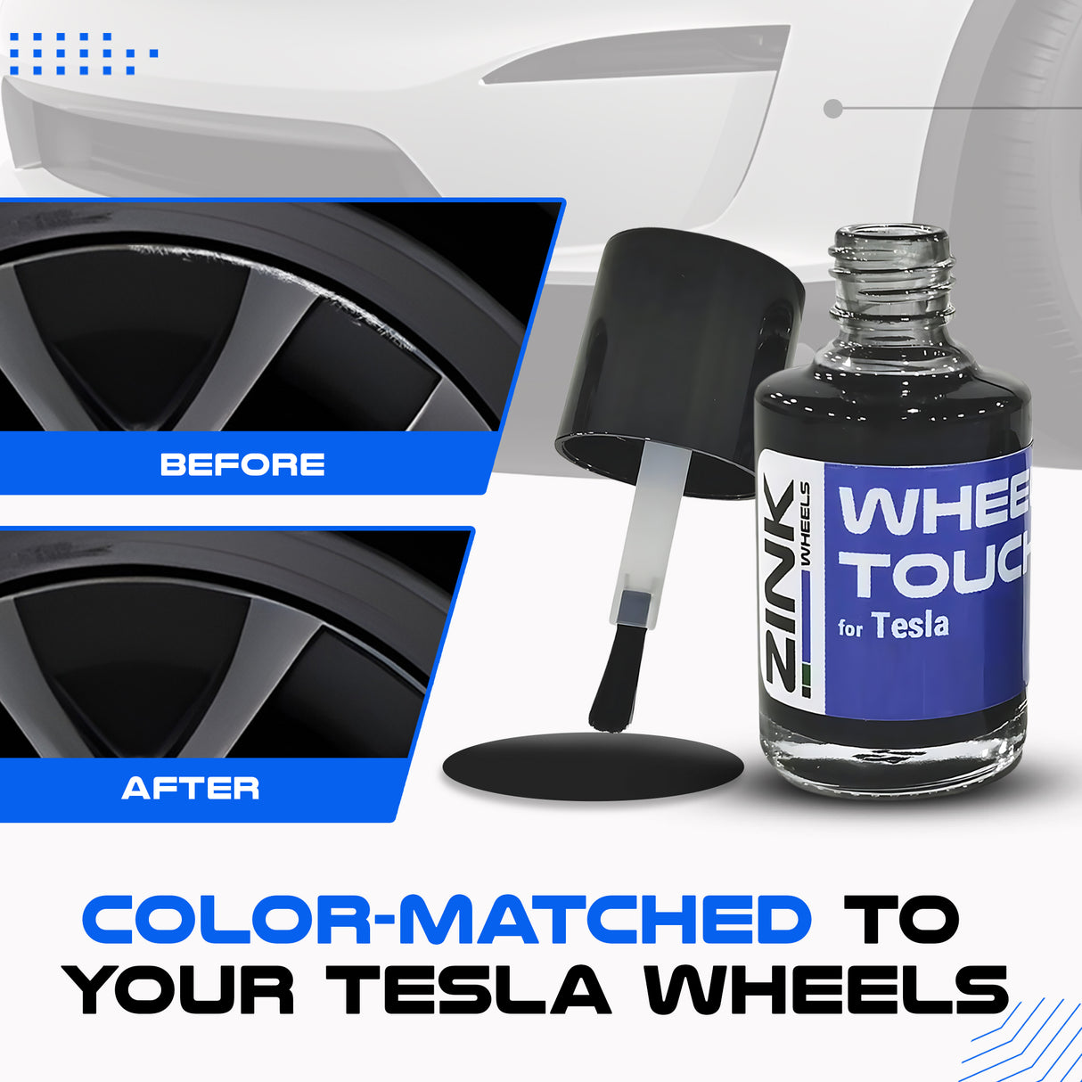 Tesla Wheel Curb Rash Repair Kit for Model Y 21-inch Grey Arachnid 2.0 Performance Rims with Color-matched Touch-Up Paint
